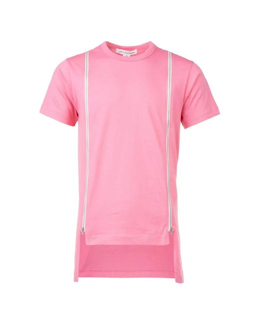 Comme des Garçons Pink Zip-Detail T-Shirt for men