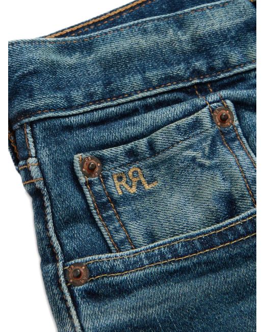 RRL Blue Logo-Embroidered Jeans