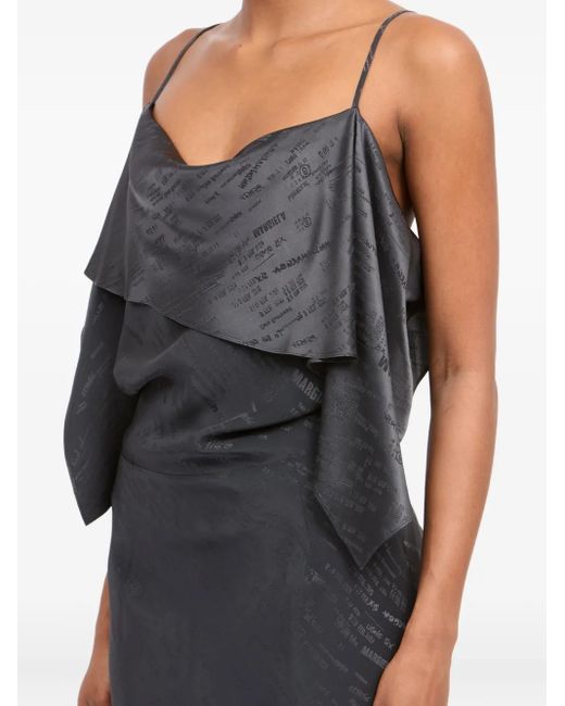 MM6 by Maison Margiela Black Ruffled Strap Midi Dress