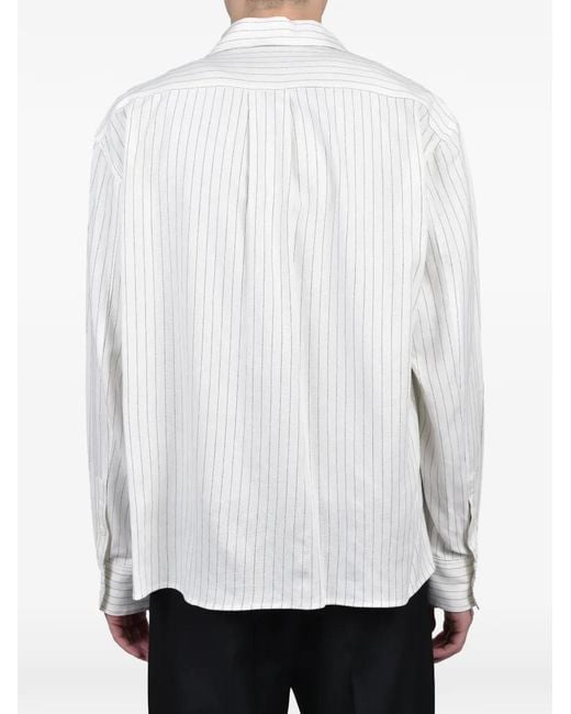 CEDARWOOD White Stripe-Print Chest-Pocket Shirt for men