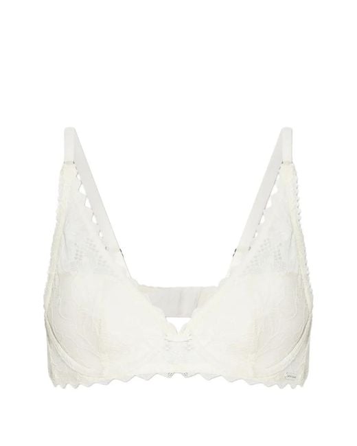 Emporio Armani White Floral Lace Bra