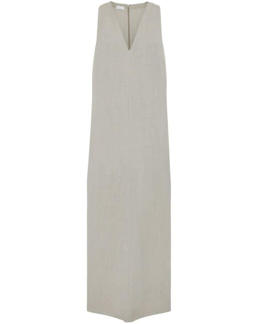 Brunello Cucinelli Mouwloze Maxi-jurk in het White