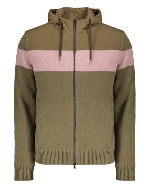 Herno Green Stripe Hoodie for men