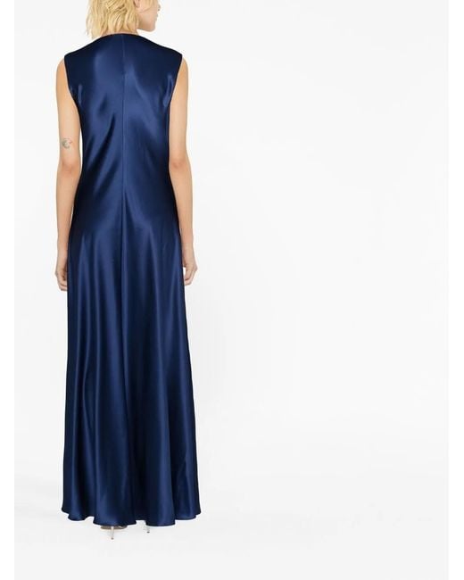 Alberta Ferretti Blue Embellished Silk Maxi Dress