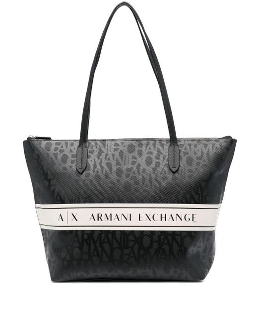 Armani Exchange Black Logo-print Strap Tote Bag