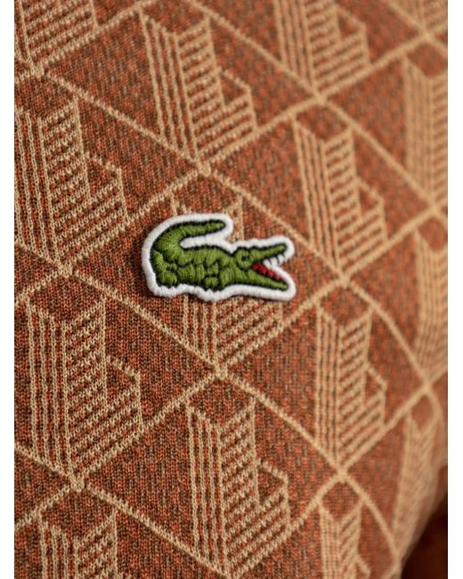 Lacoste Brown Monogram-Pattern Cardigan for men