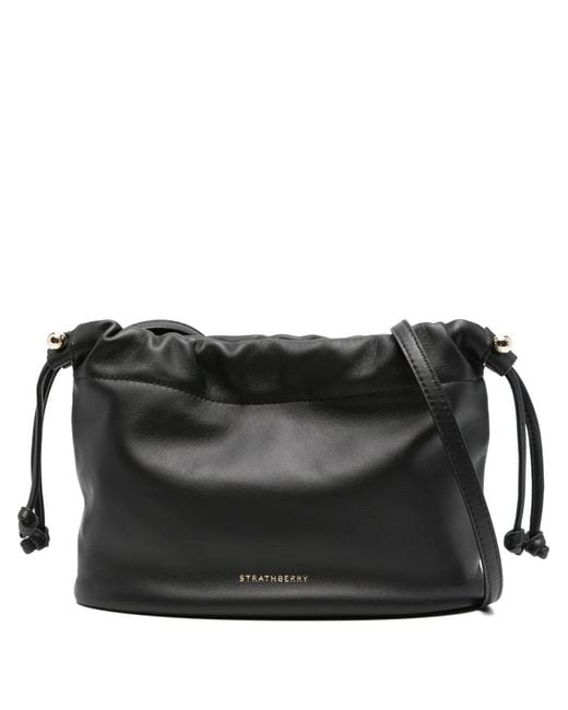 Charlotte Drawstring Soft Nappa Negro Strathberry de color Black