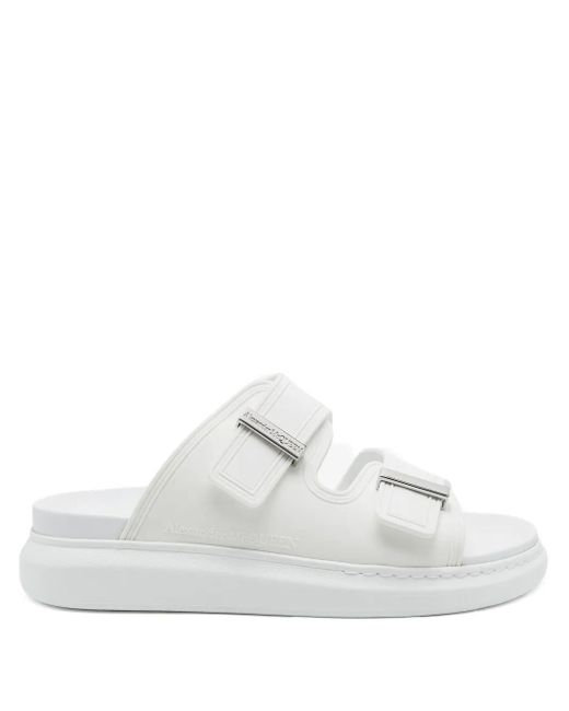 McQueen White Double-Buckle Slides for men