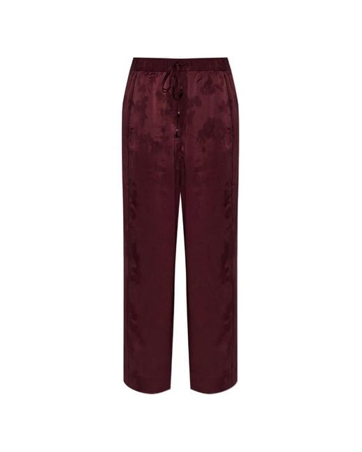 Ganni Purple Floral-Motif Trousers