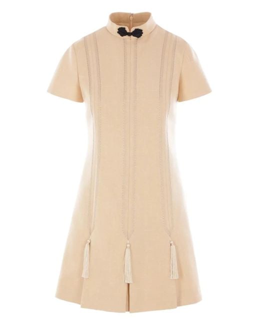 Valentino Garavani Natural Tasselled Embroidered Mini Dress