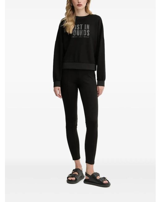 ARMANI EXCHANGE Black Ribbed Crew-Neck Sweatshirt