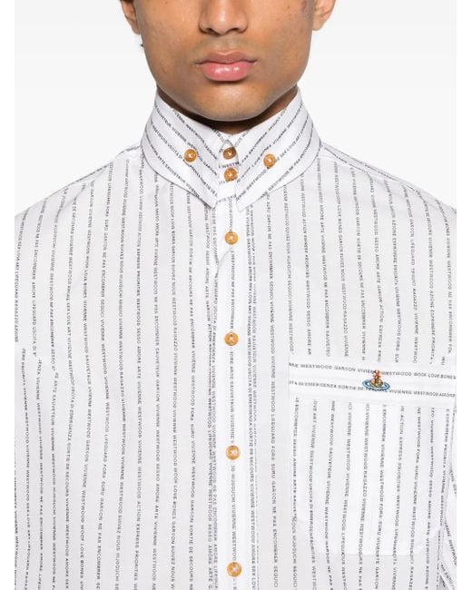 Vivienne Westwood White Stripped Krall Organic Cotton Shirt for men
