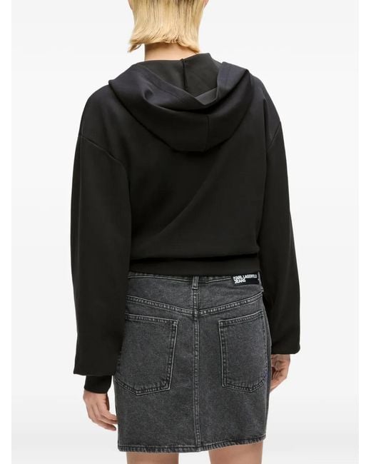 Karl Lagerfeld Black Lace-Up Hoodie