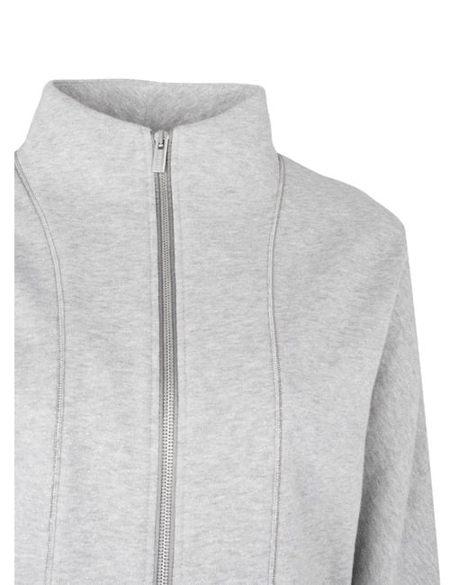 Peserico Gray Zip-Up High-Neck Sweatshirt