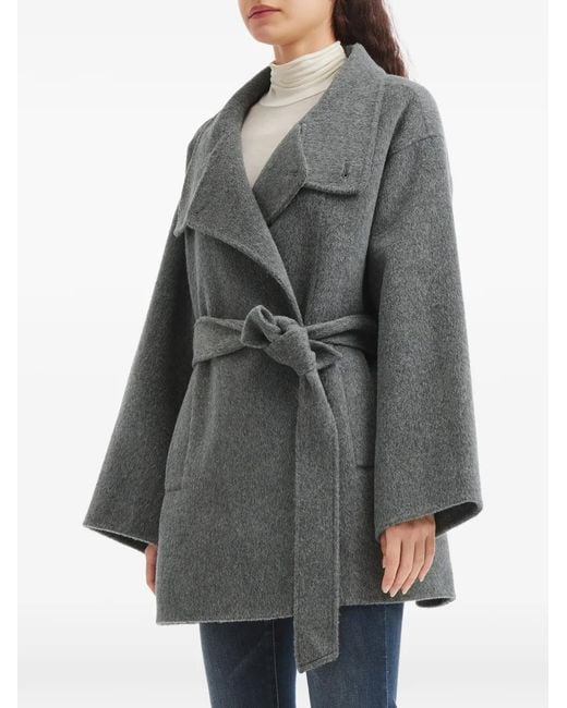B+ AB Double-Breasted Belted Coat in Gray | Lyst