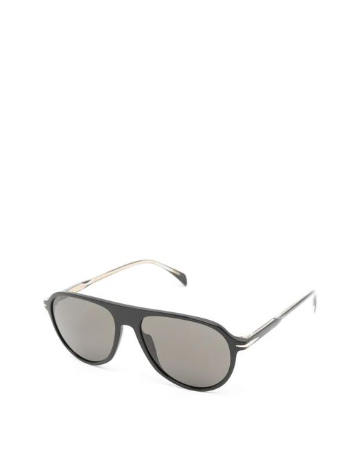 David Beckham Gray Pilot-Frame Sunglasses