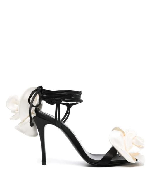 Sandalias con aplique floral y tacón de 110 mm Magda Butrym de color Black