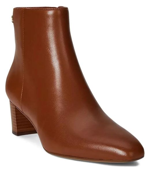 Ralph Lauren Brown Demi Burnished Leather Booties