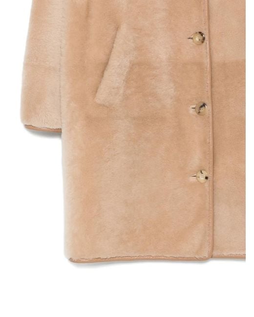 Blancha Natural Button -Up Sheepskin Coat