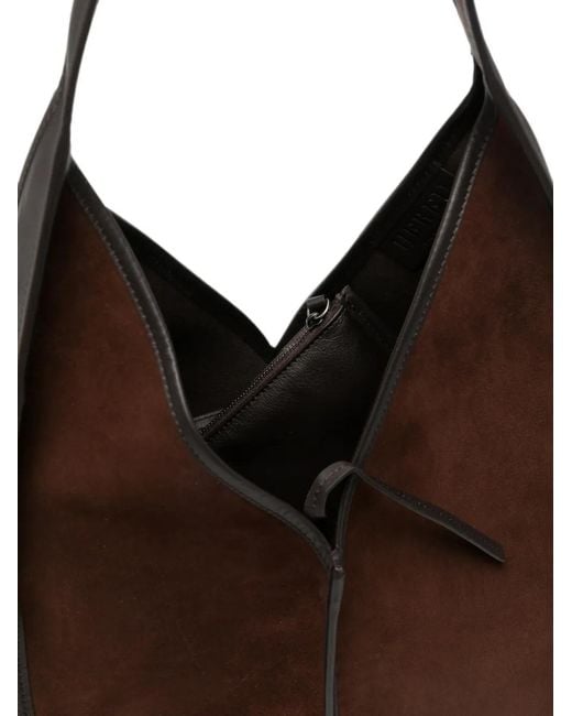 Hereu Brown Calella Suede-Panel Shoulder Bag