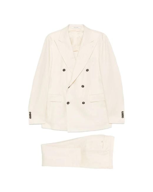 Tagliatore Natural Double-Breasted Peak-Lapel Suit for men