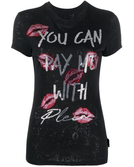 Philipp Plein Black Rhinestone-Embellished T-Shirt
