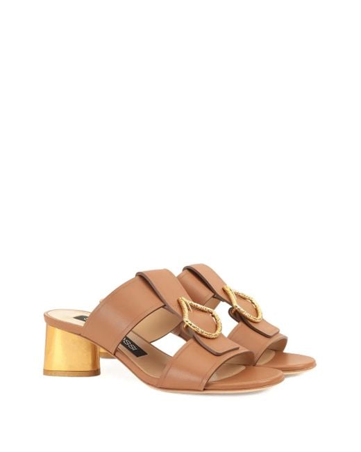 Sergio Rossi Brown Leather Flat Sandals