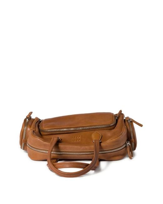 Bolso shopper Pocket Miu Miu de color Brown