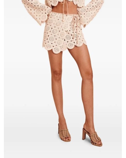 AZULU White Nica Crochet Scallop-Edge Mini Skirt