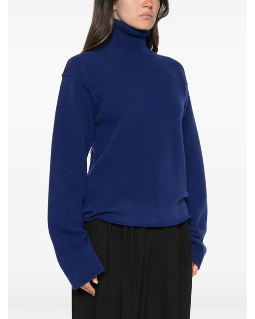 Sofie D'Hoore Blue Roll-Neck Drop-Shoulder Sweater