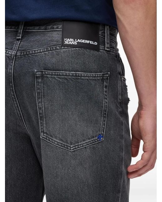 Karl Lagerfeld Gray Logo-Patch Jeans for men