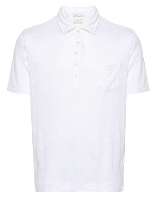 Massimo Alba White Filicudi Linen Polo Shirt for men