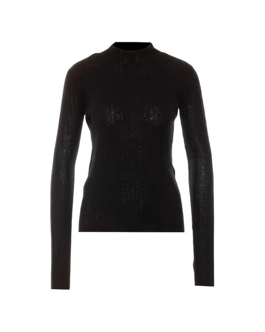 Pinko Black Ribbed-Knit Wool Sweater