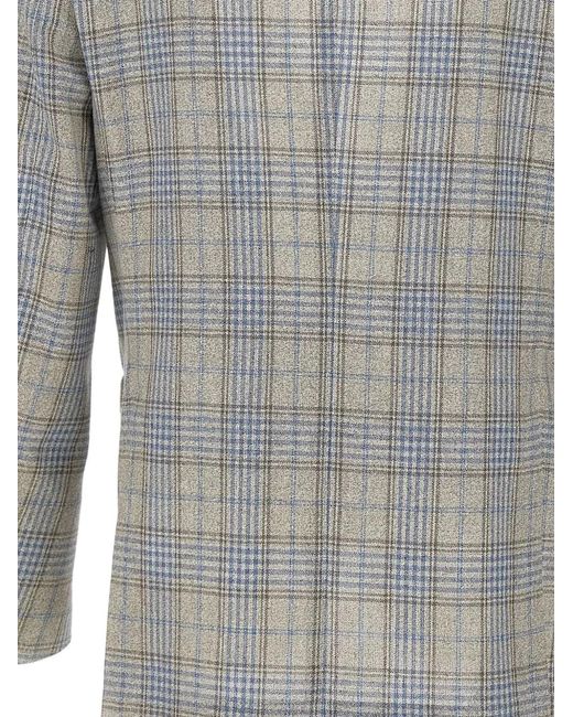 Santaniello Gray Plaid-Pattern Blazer for men