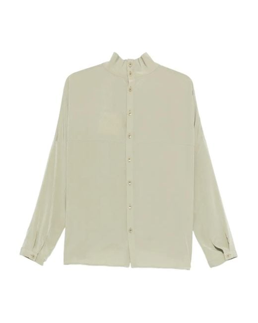 Tibi Green Funnel-Neck Dolman-Sleeve Top