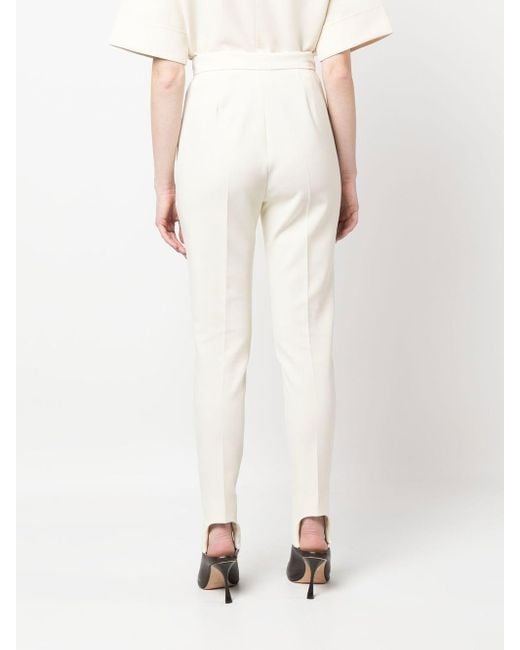 Max Mara White High-Waist Slim-Cut Trousers