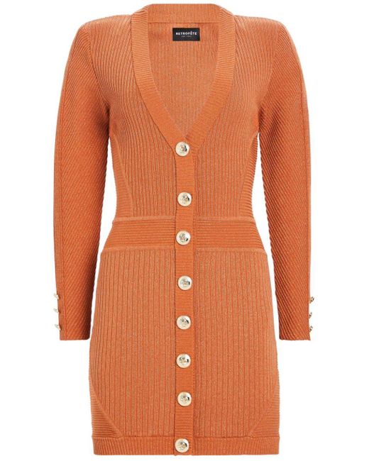 retroféte Orange Zem Rib Knit Dress