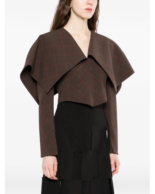 A.W.A.K.E. MODE Brown Collar Crop Jacket