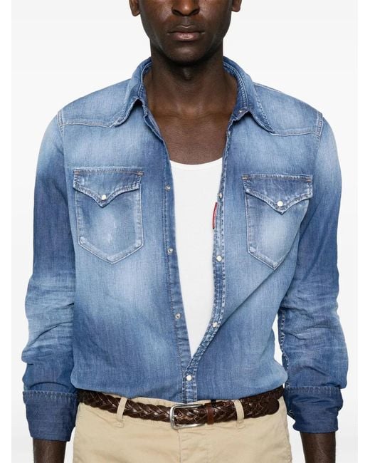 DSquared² Blue Innovative Long Sleeve Shirt For for men