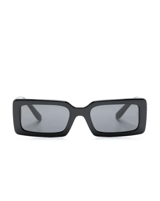 Dolce & Gabbana Gray Logo-Plaque Rectangle-Frame Sunglasses