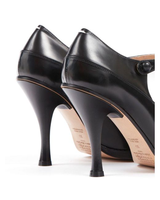 Maison Margiela Black Tabi Toe Leather Ankle-Strap Pumps