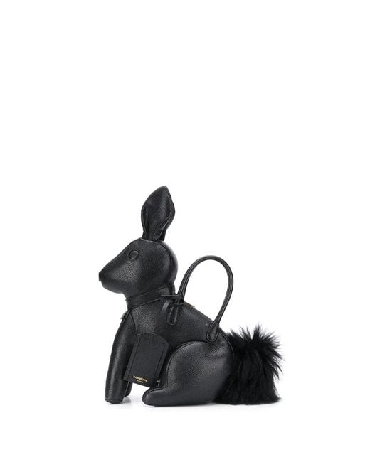 Thom Browne Black Rabbit Pebbled Bag