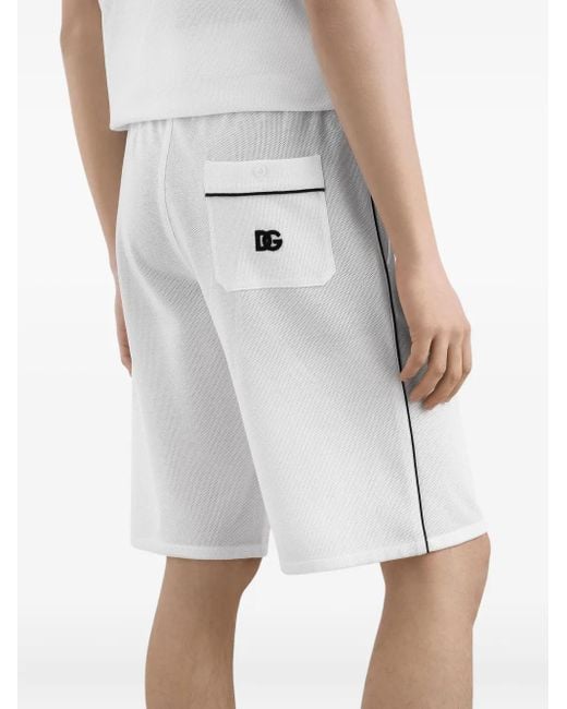 Dolce & Gabbana White Contrast-Trim Track Shorts for men