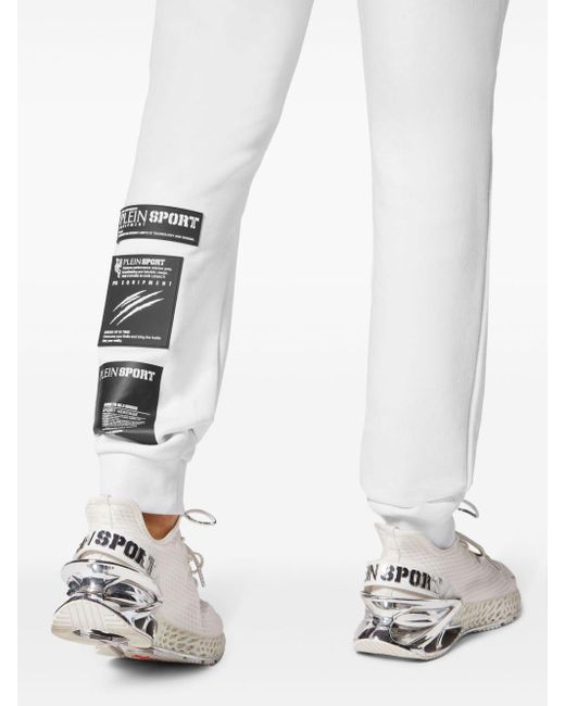 Philipp Plein White Logo-appliqué Elasticated-waist Track Pants for men