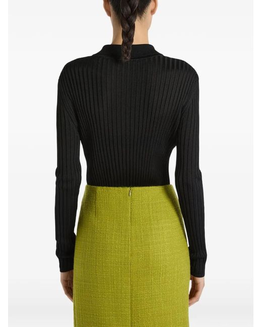 Balmain Black Buttoned Ribbed-Knit Cardigan
