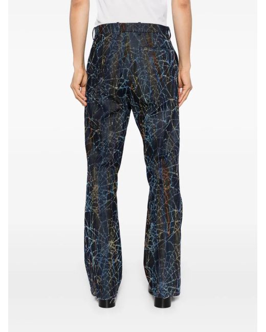 MASU Blue Flocky Web Flare Pants for men