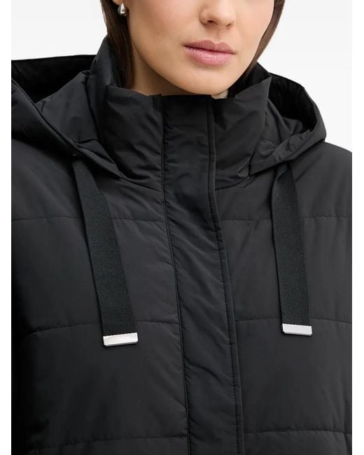 Sisley Black Hooded Quilted Jacket