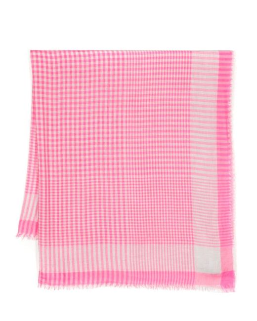 Faliero Sarti Pink Check-pattern Scarf