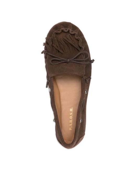 P.A.R.O.S.H. White P. A.R. O.S. H. "Squoshoe26" Fringe Loafer Suede