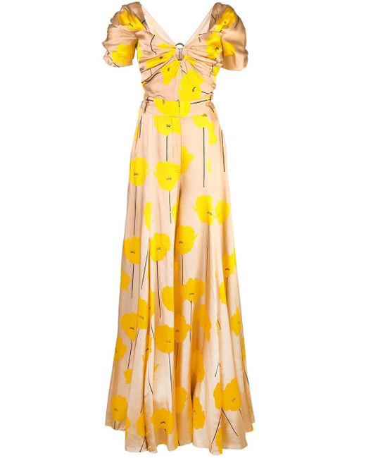 Vestido largo con estampado floral Carolina Herrera de color Yellow